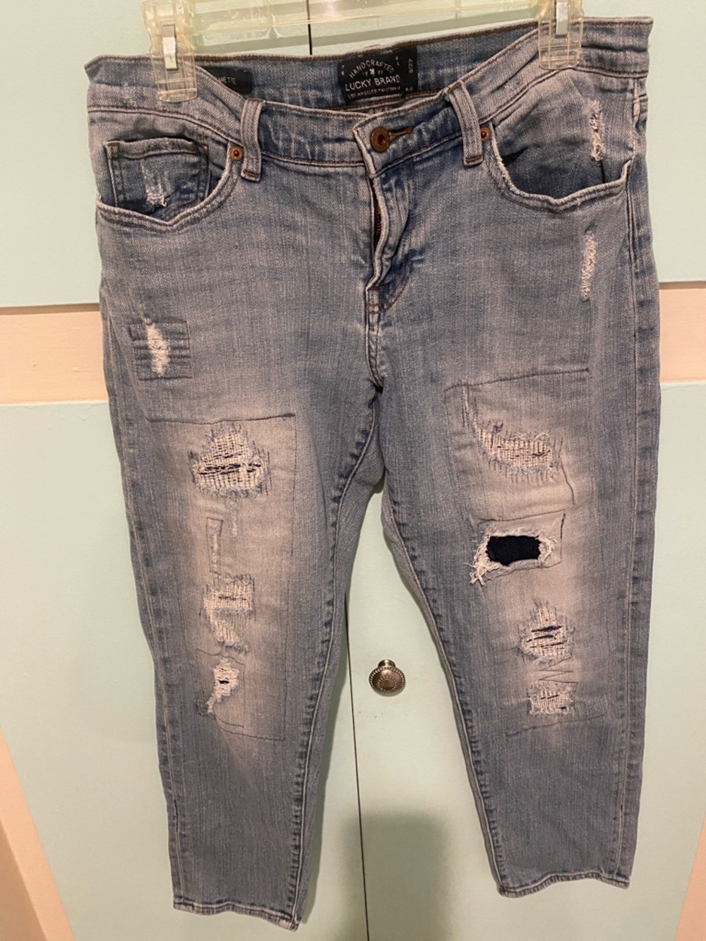 Lucky Brand Light Blue Distressed Boyfriend Jeans